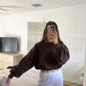 Zara Brown Cropped Sweatshirt